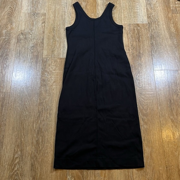 Everlane The Ribbed Tank Dress Black Women's Size Large Midi Organic Cotton EUC - Picture 12 of 12